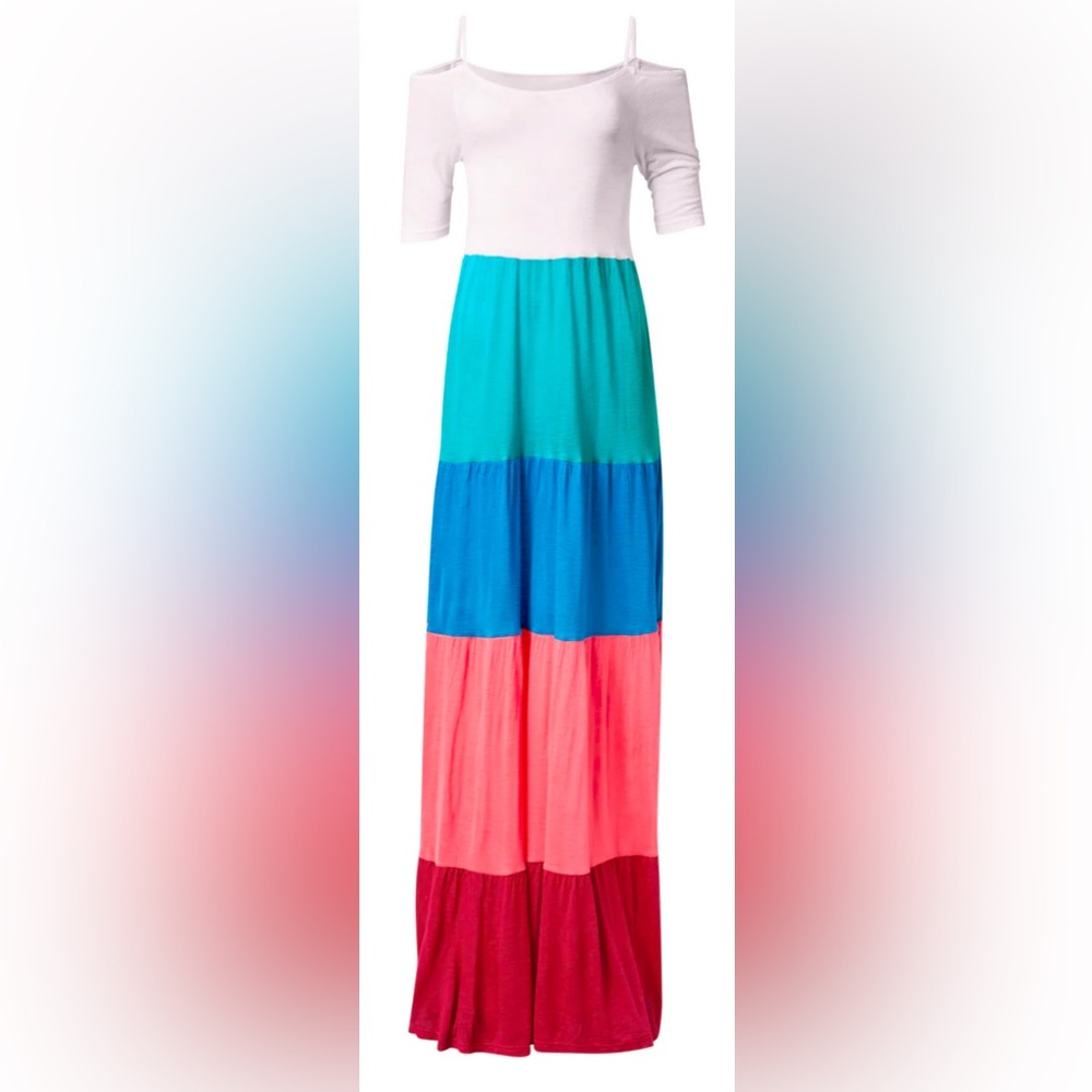 NEW Venus Color Block Maxi Dress SzM